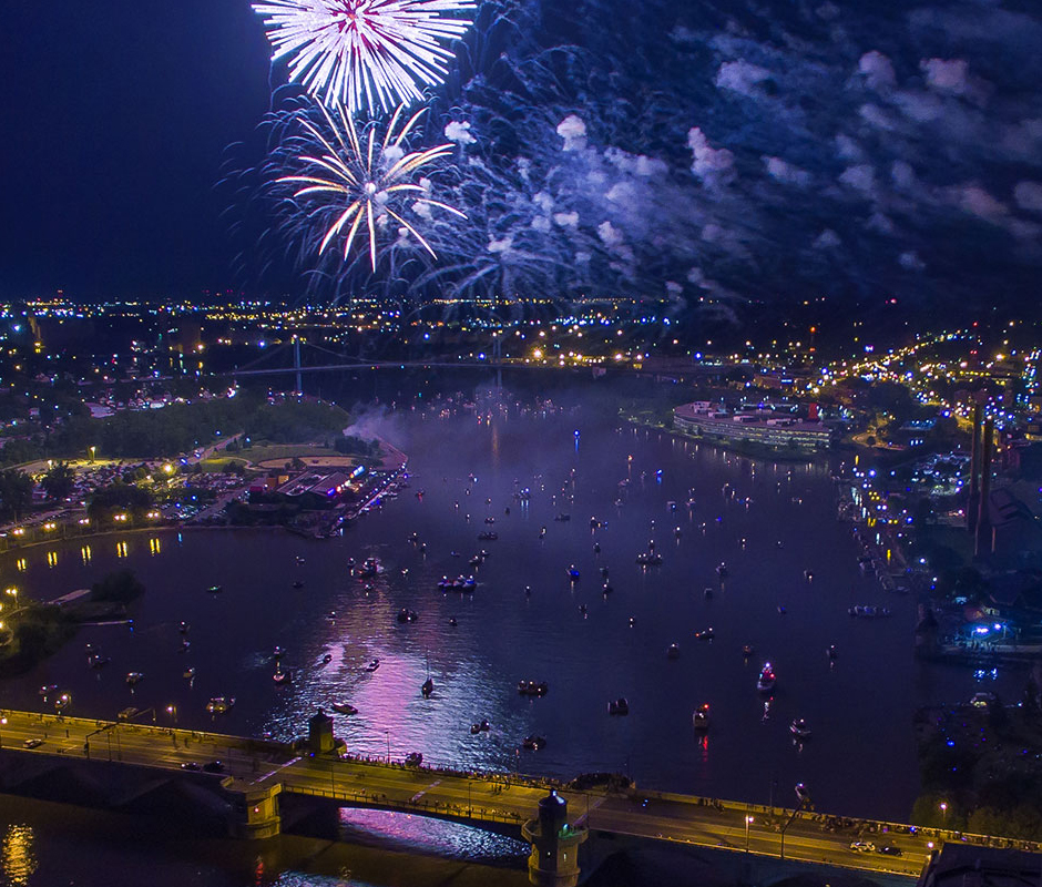 Fireworks over the river