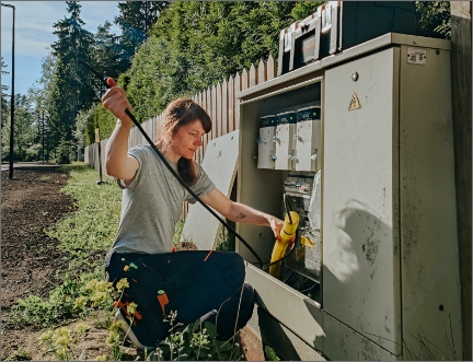 Employer working on power box